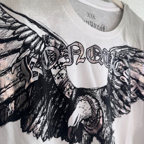 Konquest Shirt Mens XXL Eagle Skull Metallic Tee Tshirt Y2K Grunge Goth NEW 2XL - Picture 7 of 12